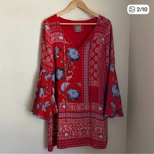 Anthropology Vanessa Virginia Red and Blue Bohemian Dress